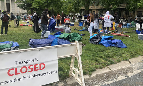 Pro-Palestinian Protesters Clear Encampment From Cannon Green