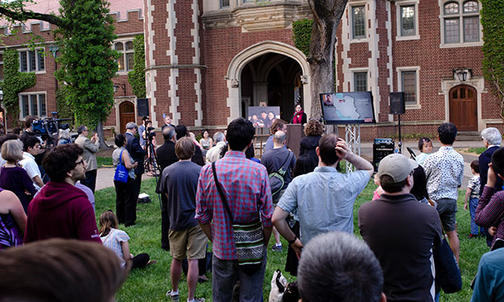 At Candlelight Vigil, Speakers Voice Support for Xiyue Wang