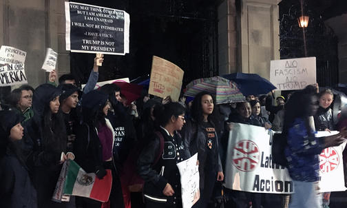 Students Gather on Steps of Nassau Hall to Protest Trump