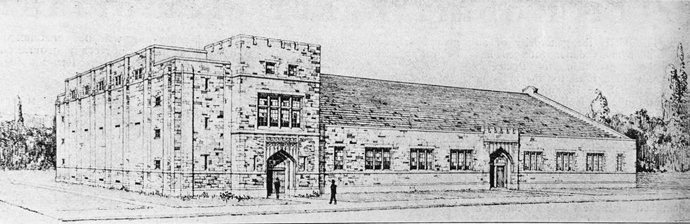 An architectural drawing of Baker Memorial