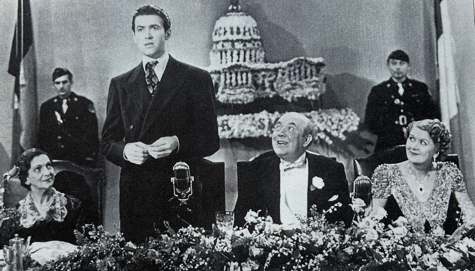 In the 1939 film “Mr. Smith Goes to Washington,” Stewart played an idealist who defies a corrupt political machine.