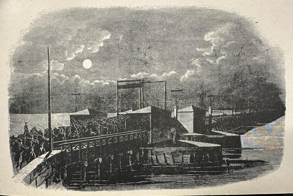 Grand Army of the U.S. crossing the long bridge over the Potomac — May 4, 1861, 2 a.m.