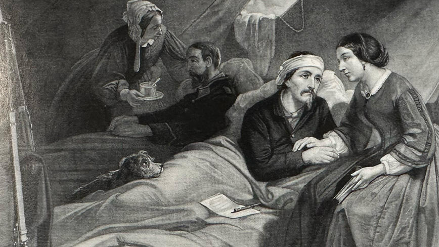 pic 3.jpg In an attic near the battle front, women care for wounded Civil War soldiers. The “real war,” as Walt Whitman called it, affected the lives of civilians and soldiers alike.