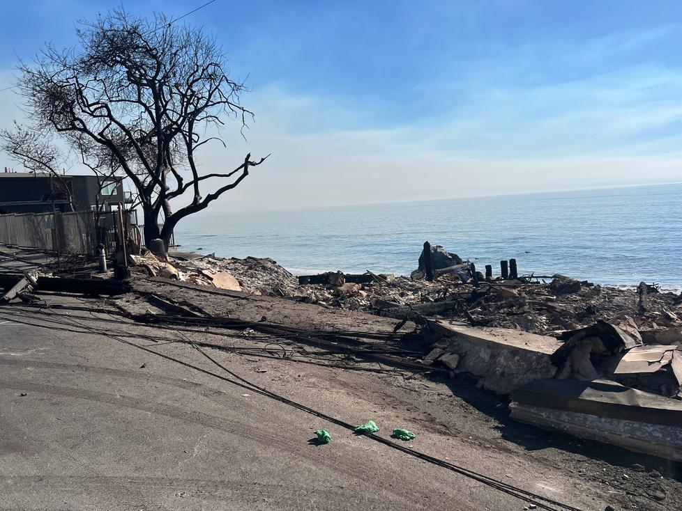 What's left of E. Randol Schoenberg '88's home in Malibu.