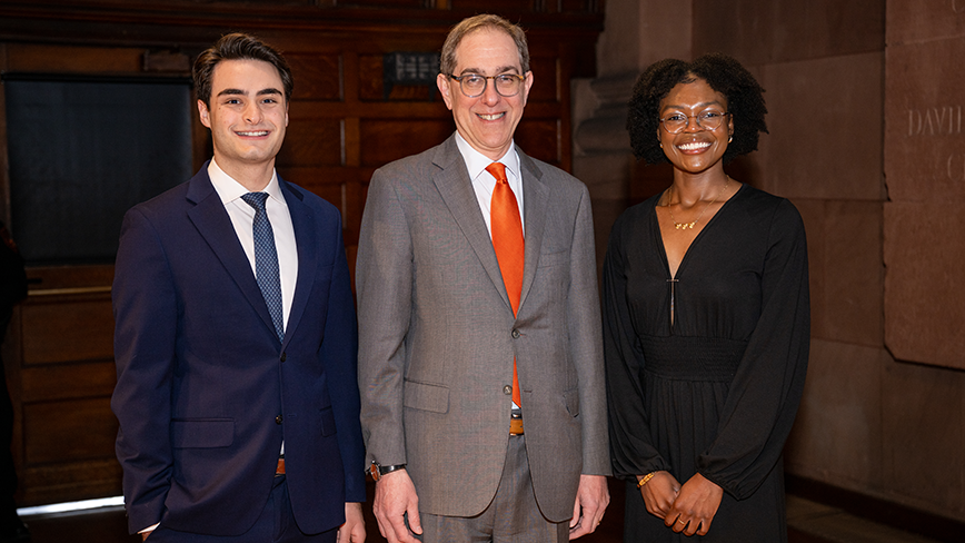 Avi Attar, President Eisgruber, and Jennifer Nwokeji