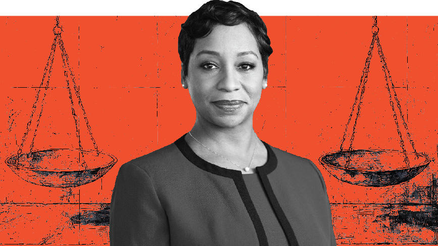 Graphic photo of Andrea Campbell ’04
