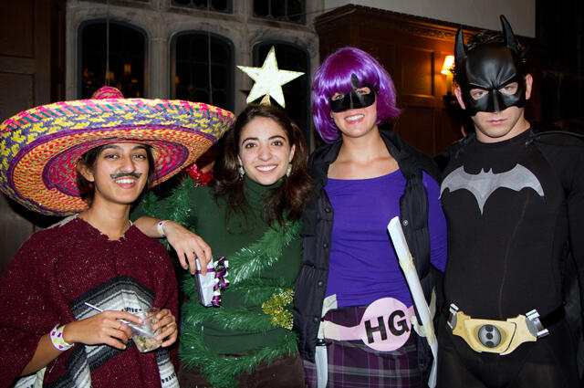 From left, graduate students Sonika Johri, Dena Feldman, Meghan Krupka, and Serguei Bagrianski dressed up for the Oct. 22 Halloween Ball at Procter Hall in the Graduate College. (Photos by John O'Neill '13)