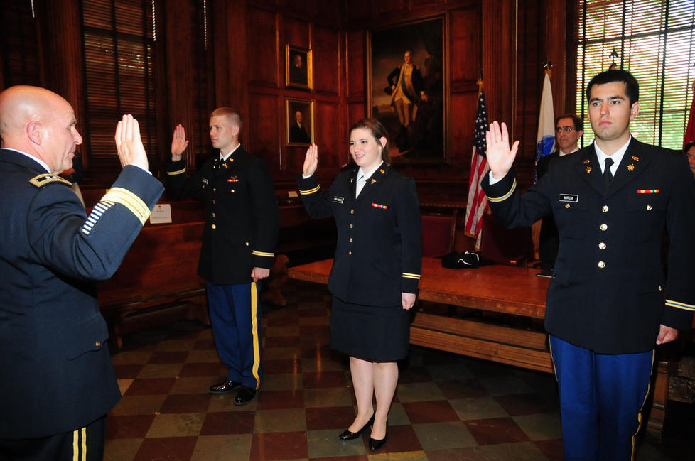 Army Lieutenants Jacob Herskind ’14, Kelly Ivins-O'Keefe ’14 and Nicholas Mirda ’14: the few, the proud.