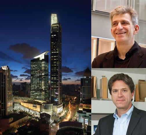 AS_ledeA_Combined.jpg Plaza 66 in Shanghai; Paul Katz *85, top right; and James von Klemperer *83.