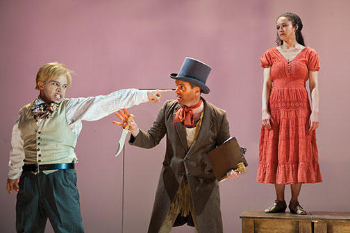 A scene from An Octoroon with, from left, Chris Myers, Danny Wolohan, and Amber Gray.