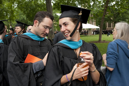 Receiving their master’s degree in public affairs were Andrew Eil *09 and Caitlin Fennessy *09.