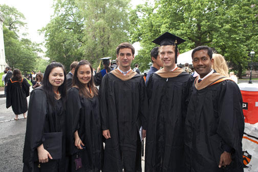 Master’s in finance degree recipients were, from left, Hui Fang Lee *09, Sze Ing (Celine) Tan *09, Jean Boyer *09, Christian Stassen *09, and Faisal Ahmed *09.