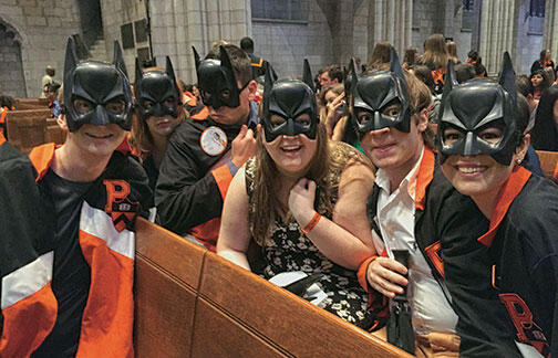 Seniors donned Batman masks for Class Day.