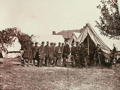 President Lincoln on the Battlefield of Antietam: Two weeks after the Battle of Antietam, a frustrated Lincoln visited Gen. McClellan and questioned him about his tentativeness in attacking and pursuing the enemy. McClellan is said to have replied, “You