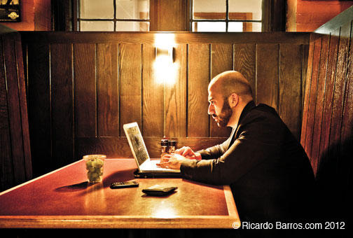 Princeton Ph.D. student Karam Nachar on his laptop in Frist Campus Center in April.