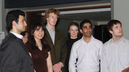 Winners of the Class of 1976 Green Business Plan Competition, from left: Faaez ul Haq '12, Dalia Nahol ’10, Michael Smith ’10, Maurie Carr ’10, Fahad Shams GS, and Jacob Hiller ’10. 