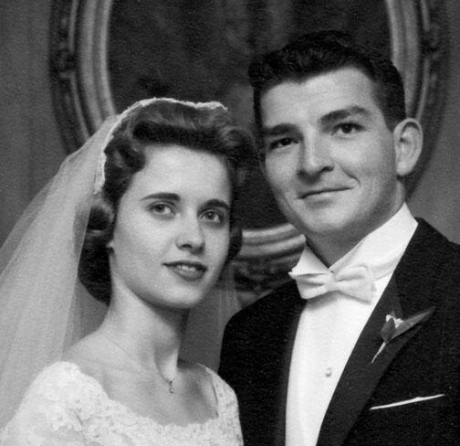 LIVE.AS_CouplesWeddingPic.jpg Suzy and John Graham '61 in 1960 and, below, on the occasion of their 50th wedding anniversary.