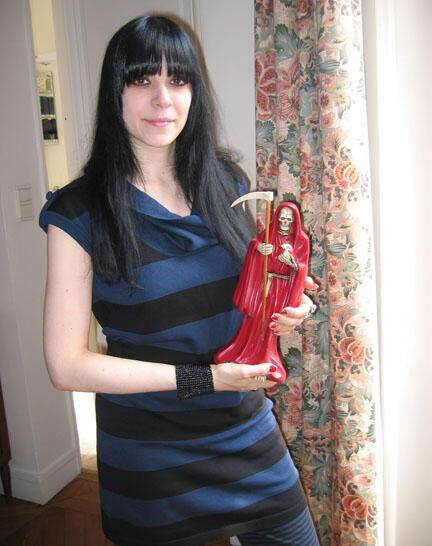 Eva Aridjis ’96, inset, and a scene from "La Santa Muerte", her documentary about a religious figure of death.