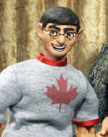 Charles Horn *95, shown as he appears as a puppet on the comedy show “Robot Chicken,” was a software engineer before becoming a comedy writer.