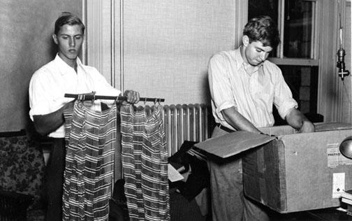 Wallace Murchison '41, left, and Ted Phillips '41 in their Brown Hall room in 1939.