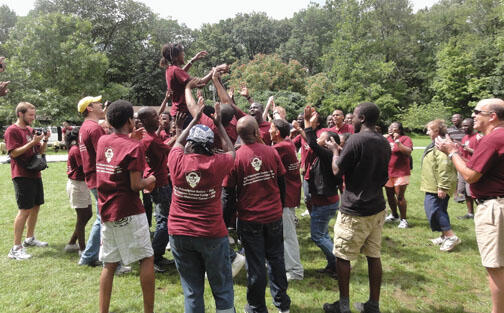 LIVE.NB_ALA2.jpg A team-building exercise for African Leadership Academy graduates at the Princeton-Blairstown Center.