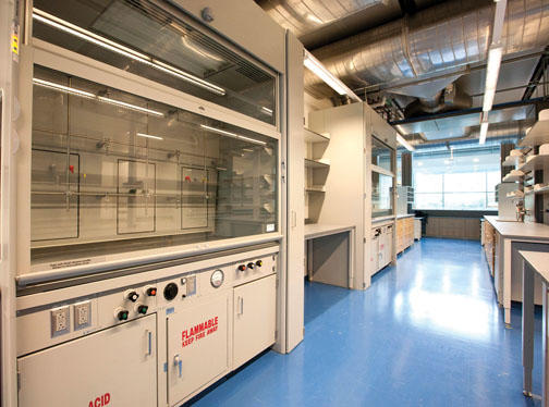 One of the high-efficiency fume hoods in the research labs.