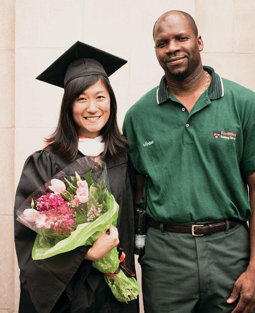 LIVE.NB_LaSourceLiDengnew.jpg Josue Lajeunesse and Li Deng ’10 with flowers he gave her at Commencement.