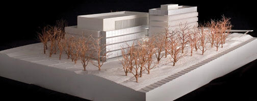 LIVE.NB_NeuroModel.jpg Architect’s model of a new building to house the Neuroscience Institute, left, and the psychology department.