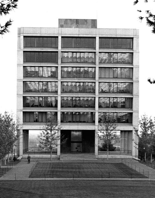 LIVE.NB_NewSouth.jpg An early photo of New South, taken before the first floor was enclosed in 1982. The building will become home to the creative writing program and studio spaces for dance and theater.