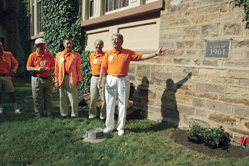 WATCHING IT GROW: The Class of 1961 planted its class ivy at Nassau Hall.