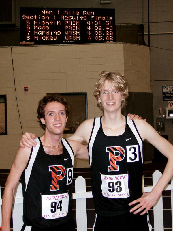 David Nightingale ’08, left, and Michael Maag ’09 first threatened the four-minute mark in 2007.