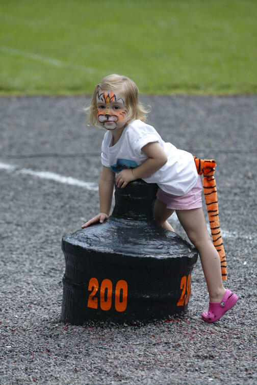 Sophia Cardona-Fox, great-granddaughter of the late Fred E. Fox '39, enjoys a Reunions visit to Cannon Green. 