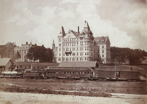 The Dinky station near Witherspoon Hall, circa 1880