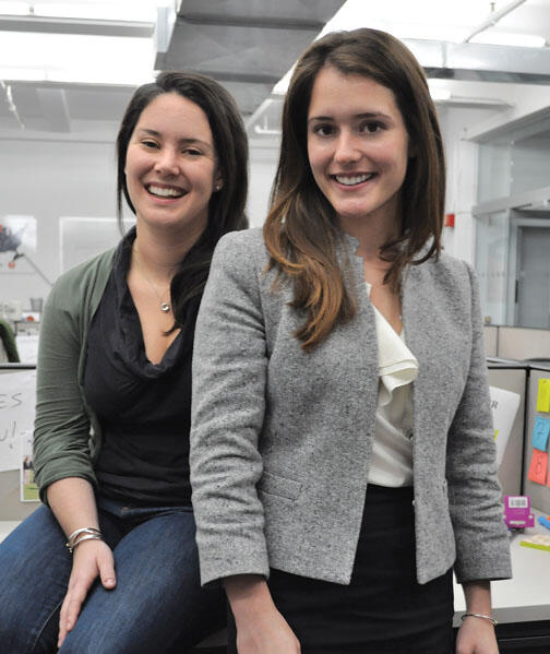Catharine Bellinger ’12, left, and Alexis Morin ’12 in the New York office of Students for Education Reform.