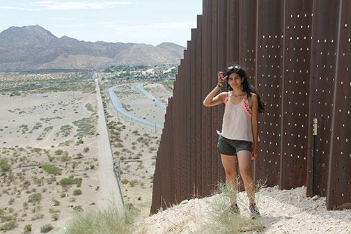 OTC-DispatchNew.jpg Yessica Martinez ’15 along the U.S.-Mexico border last summer on a research trip for her thesis.