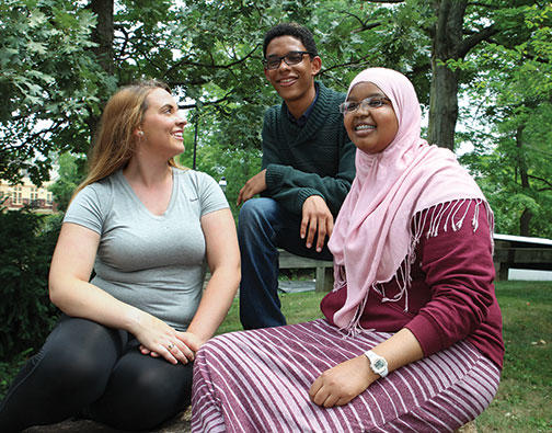 From left, Alyssa Johnson, Kayle Spikes, and Yasmin Abdillahi took part in LEDA’s program on campus this summer.