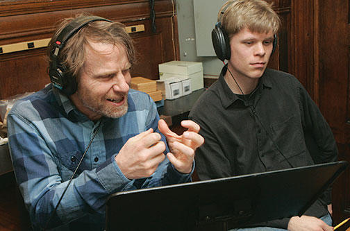 Mackey, left, with producer Jesse Lewis.