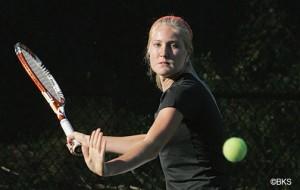 Freshman Alanna Wolff won the clinching singles match against Arizona State. (Beverly Schaefer)