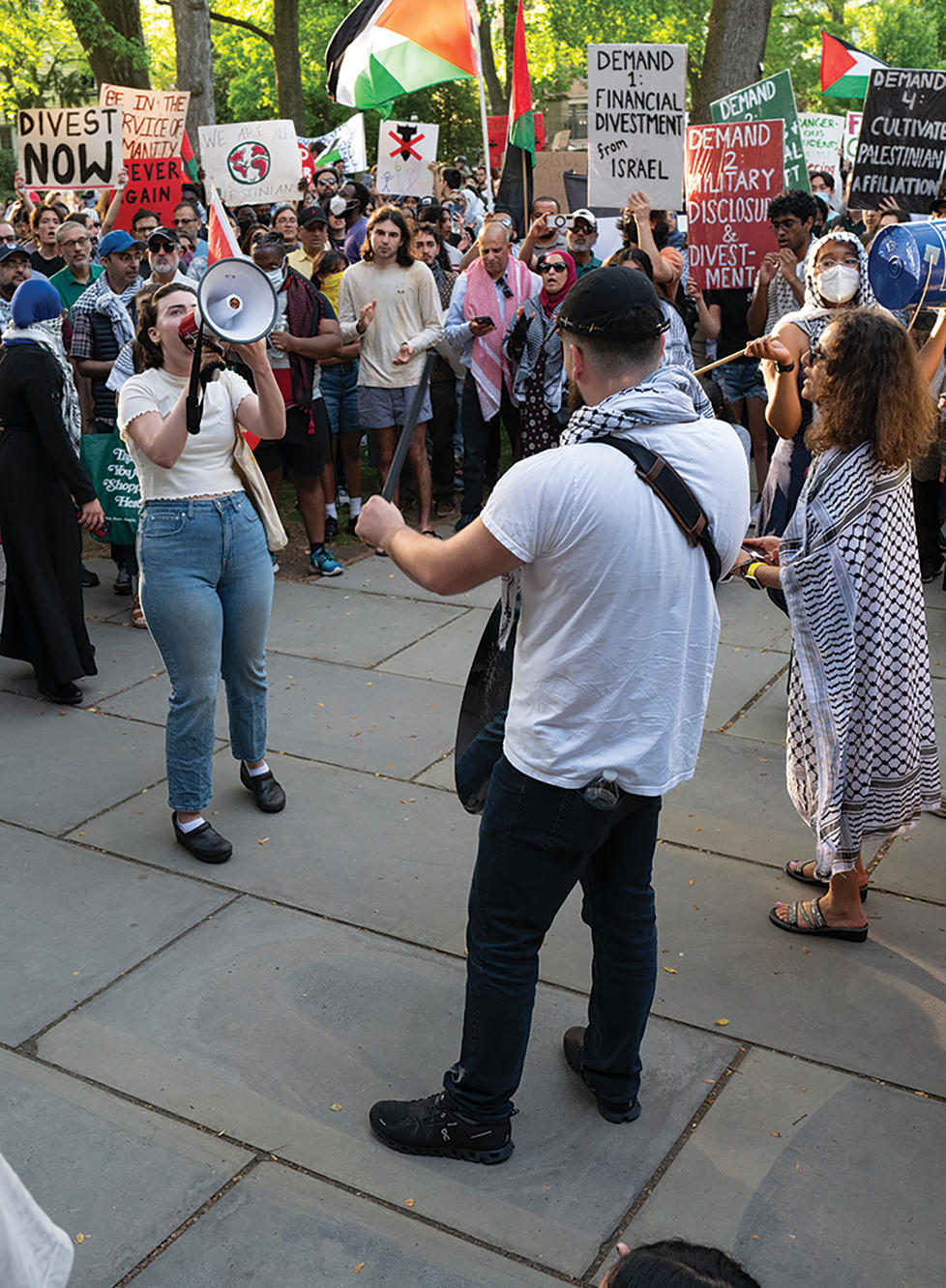 Demonstrators rally in front of Nassau Hall.