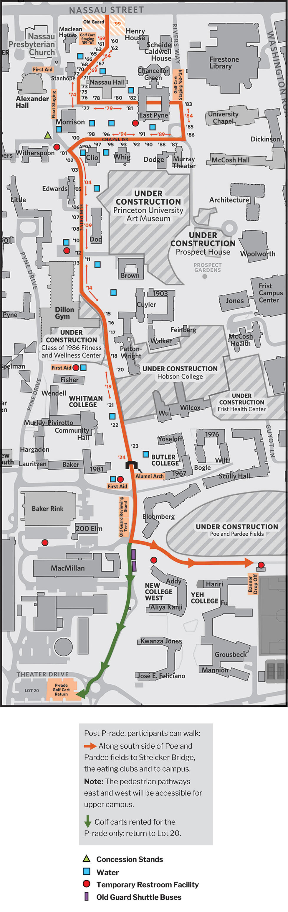 Map Navigating The 2024 P Rade Princeton Alumni Weekly P Rade Map 2024 05082024c 