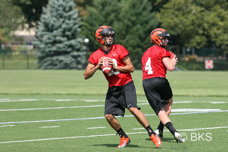 This year’s Tigers are stacked with talented quarterbacks, including Chad Kanoff ’17, left, and Quinn Epperly ’15.