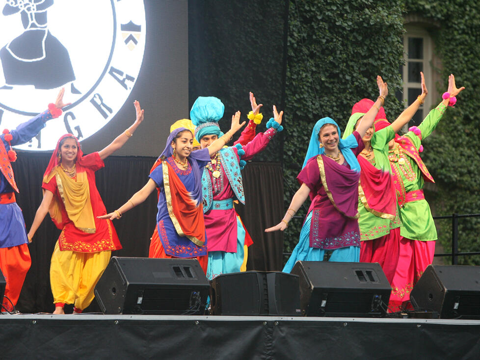 Princeton's Bhangra troupe adds splashes of color to the Shirleypalooza stage.