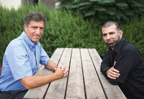 Yadin Kaufmann ’80, left, runs Sadara Ventures, the first investment fund to focus on Palestinian technology companies, which he founded with a Palestinian partner, Saed Nashef.