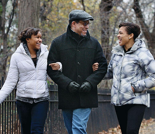 Obery M. Hendricks Jr. *95 with his granddaughters Mariam, left, and Diata.