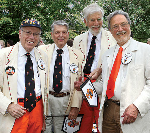 The Class of 1950 celebrates its 65th. From left: Ken Perry, Ralph Moberly, Charlie Slack, and Karlos Moser