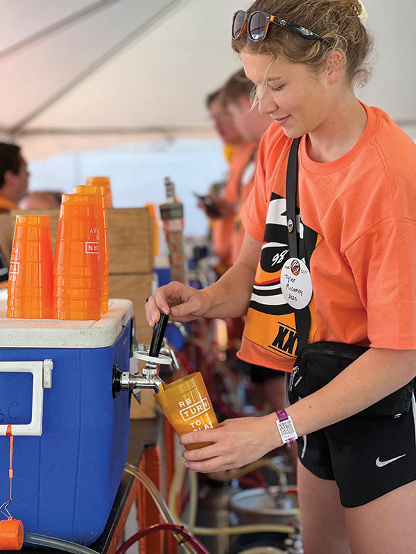 Reusable cups being filled with drinks