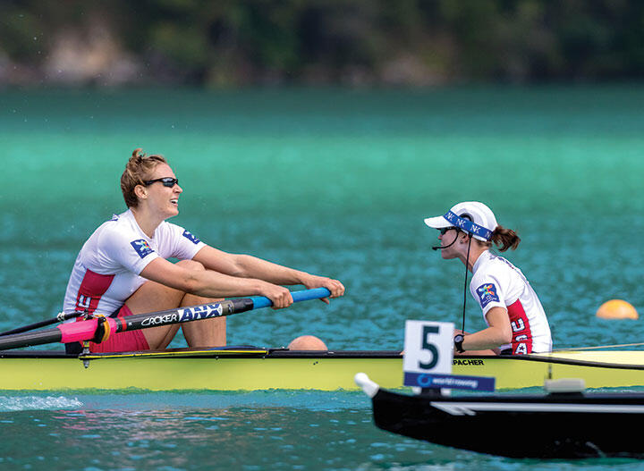 SP-Robbins.jpg Heidi Robbins ’13, left, at the 2015 World Championships