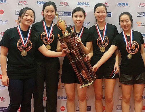 From left: Marisa Chow ’17, Shirley Fu ’17, Ariel Hsing ’17, Erica Wu ’18, and Robin Li ’17