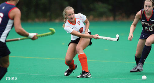 SP_FieldHockey022.jpg Rachel Neufeld ’12, center, and the Tigers are learning to play without four All-America honorees who have taken leave from the University to pursue their Olympic dreams.