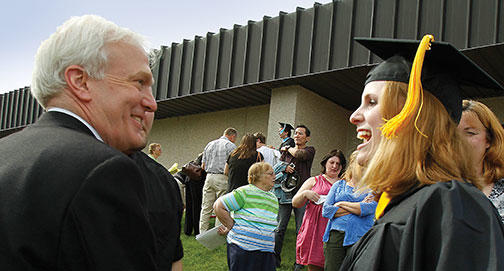 Willoughby attends Giese’s college graduation in 2011, more than six years after they first met.